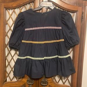 English factory blouse NWOT with crochet details